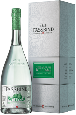 Fassbind Eau de Vie Williams in Geschenkverpackung