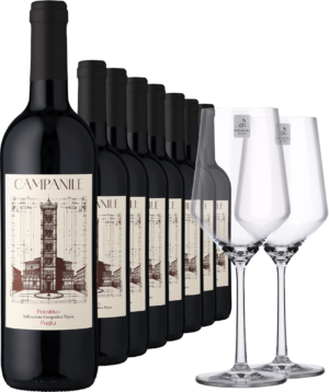 2023 Campanile Primitivo im 8er-Vorratspaket inkl. 2er-Set Zwiesel Glas »PURE«